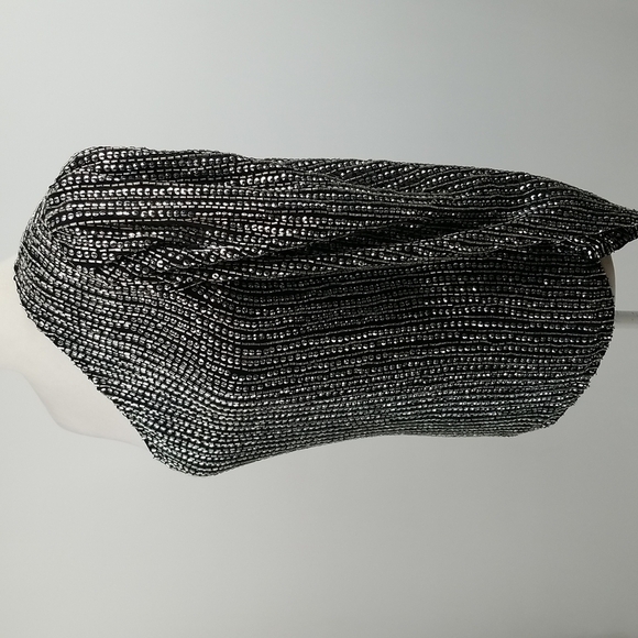 Parker One Shoulder Silver Sequined Black Lined Blouse Y2K Party - Picture 9 of 16